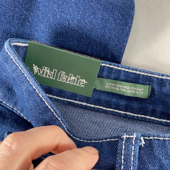 Wild Fable super high rise straight dark blue denim casual weekend streetwear 4 - Picture 7 of 8
